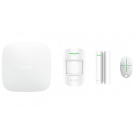 AJAX STARTER KIT BLANC - 1 CENTRALE + 1 DETECTEUR DE MOUVEMENT + 1 CONTACT D'OUVERTURE DE PORTE + 1 TELECOMMANDE - ETHERNET