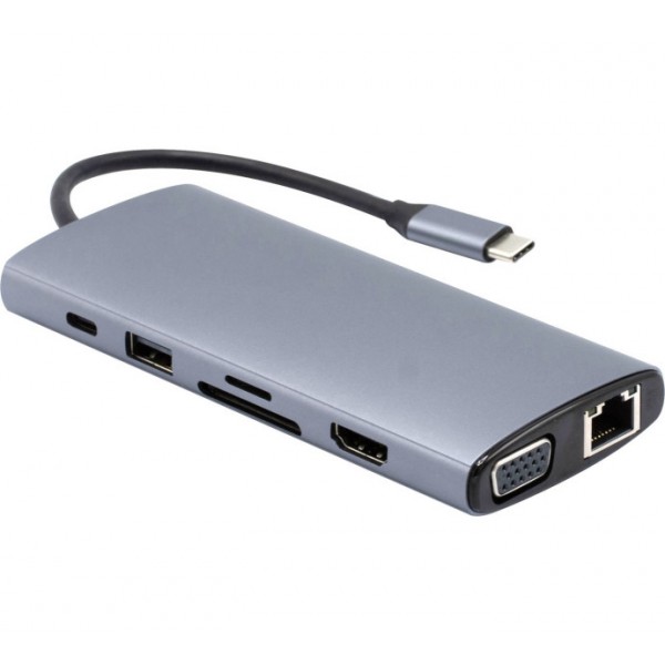 STATION ACCEUIL USB C VERS HDMI - VGA - LAN - SD - USB - HP