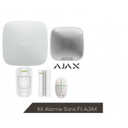 KIT COMPLET AJAX-HUB 2 PLUS 3G/4G-1 DETECTEUR DE MOUVEMENT/CAMERA -1 CONTACT D'OUVERTURE DE PORTE-1 TELECOMMANDE-1 SIRENE